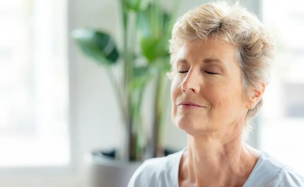 older lady meditating
