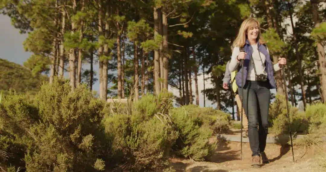 woman walking in the forrest